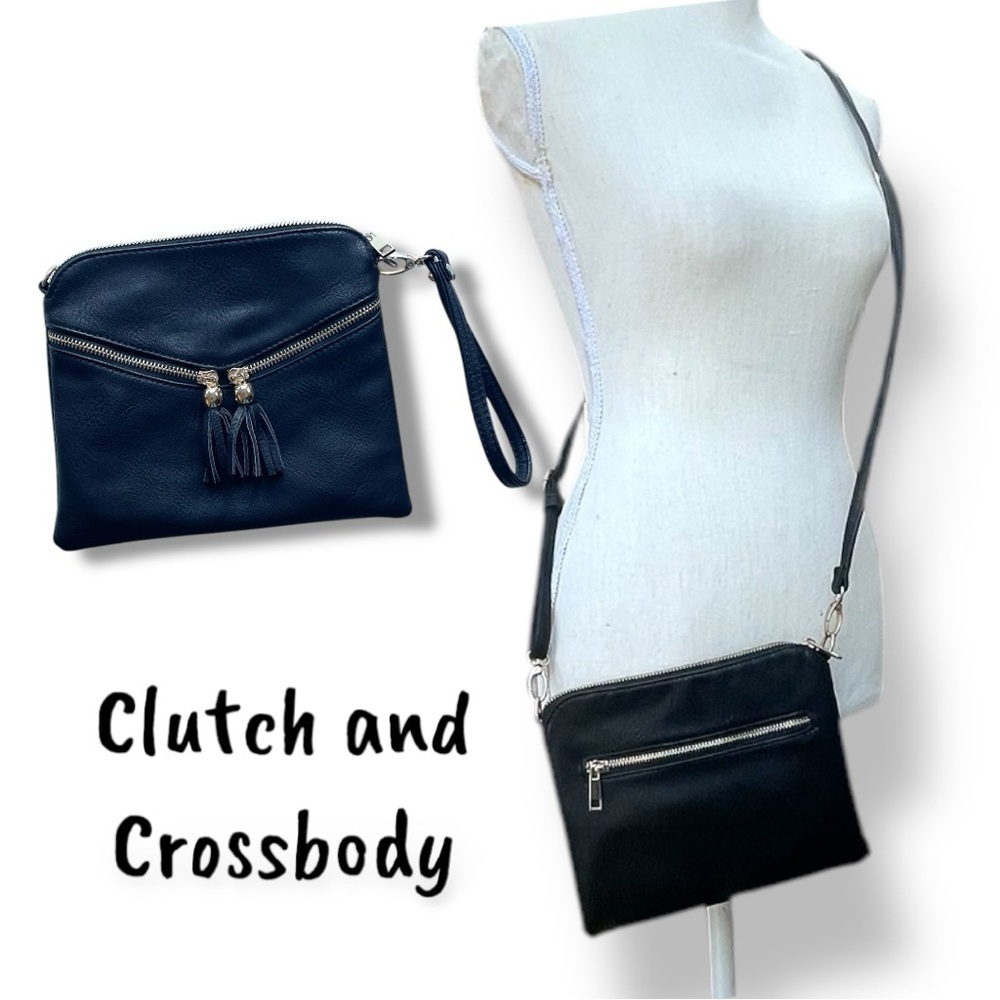 Faux Leather Crossbody Clutch Wristlet Miztique Purse